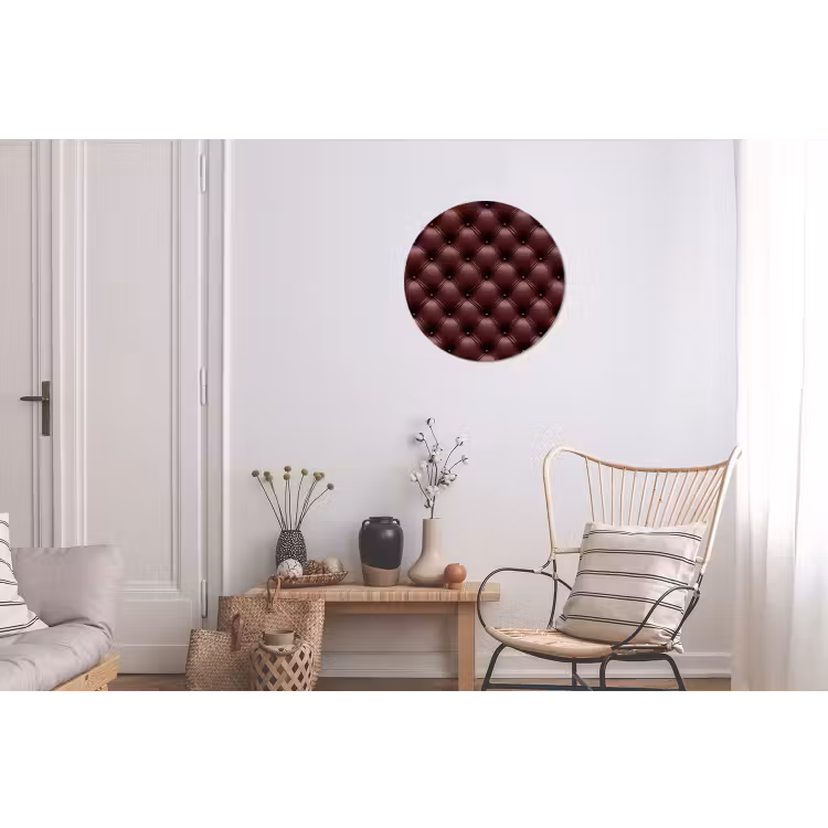 Leer - Patroon - Bordeaux Wandcirkel aluminium klein 190 -woonkamer