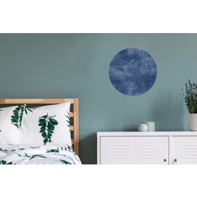 Linnen - Textuur - Patroon - Denim - Rustiek Wandcirkel aluminium klein 190 -slaapkamer