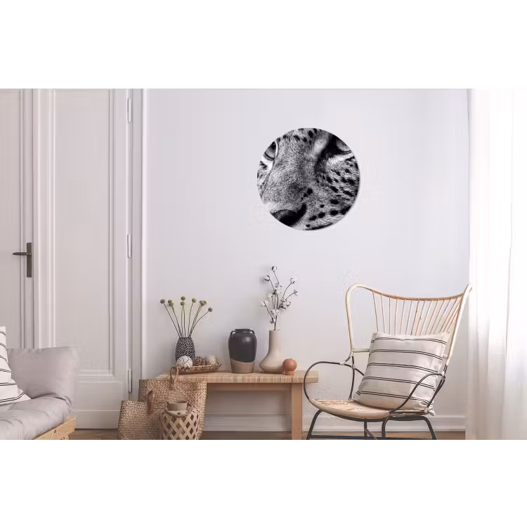 Luipaard - Zwart - Wit - Oog Wandcirkel aluminium klein -woonkamer