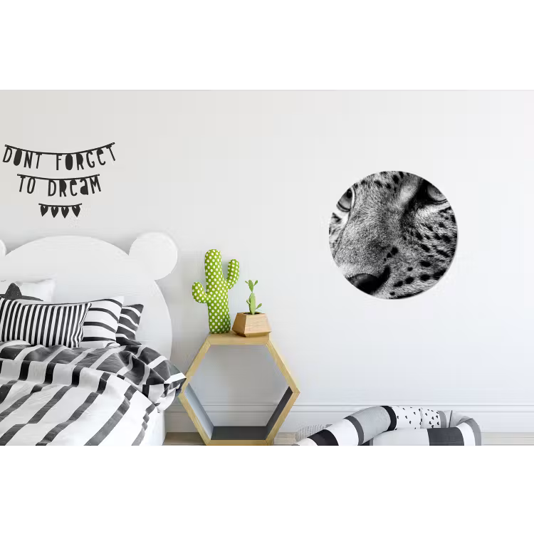Luipaard - Zwart - Wit - Oog Wandcirkel aluminium klein -kinderkamer