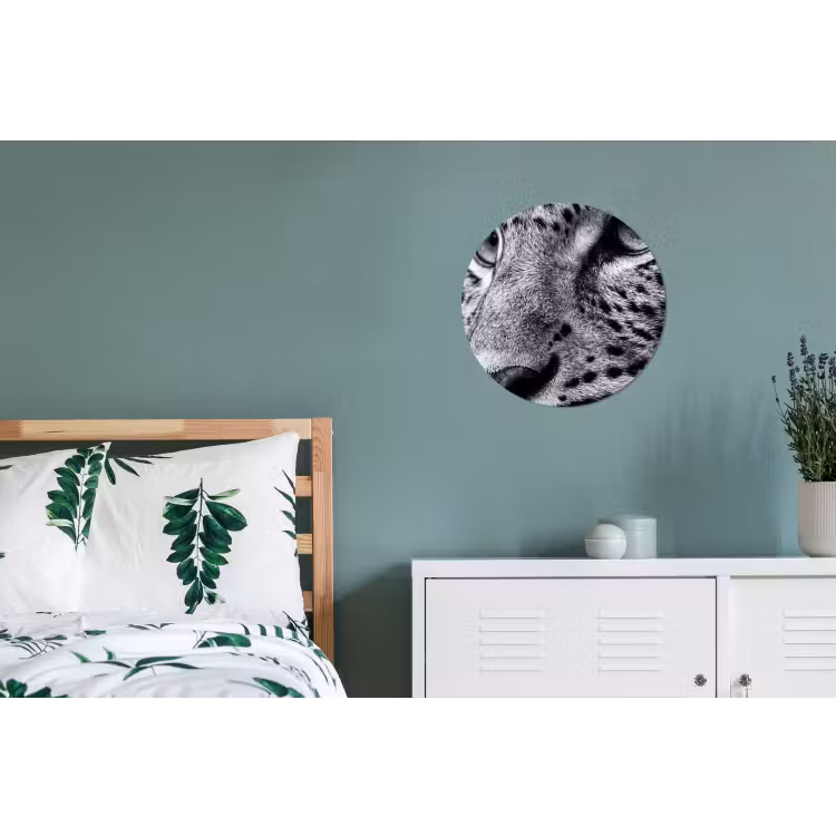 Luipaard - Zwart - Wit - Oog Wandcirkel aluminium klein -slaapkamer