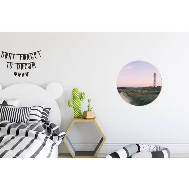 Vuurtoren - Duinlandschap - Zee Wandcirkel aluminium klein -kinderkamer