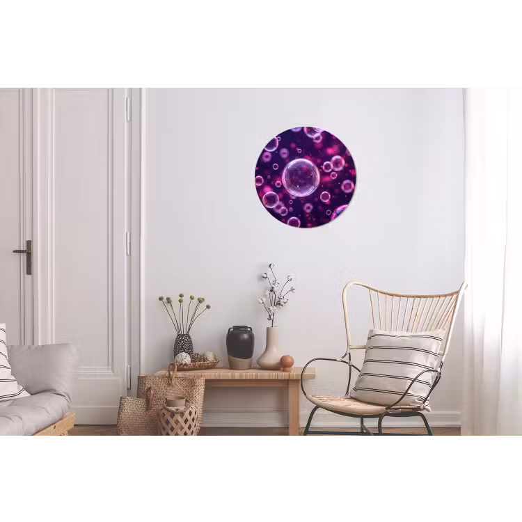 Paars - Bubbels - Schuim Wandcirkel aluminium klein -woonkamer