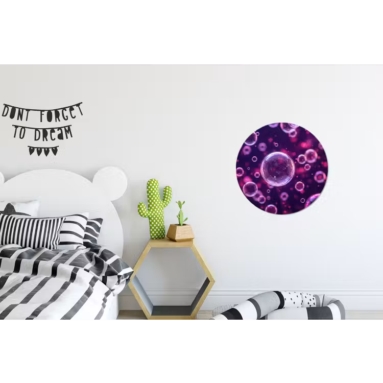 Paars - Bubbels - Schuim Wandcirkel aluminium klein -kinderkamer
