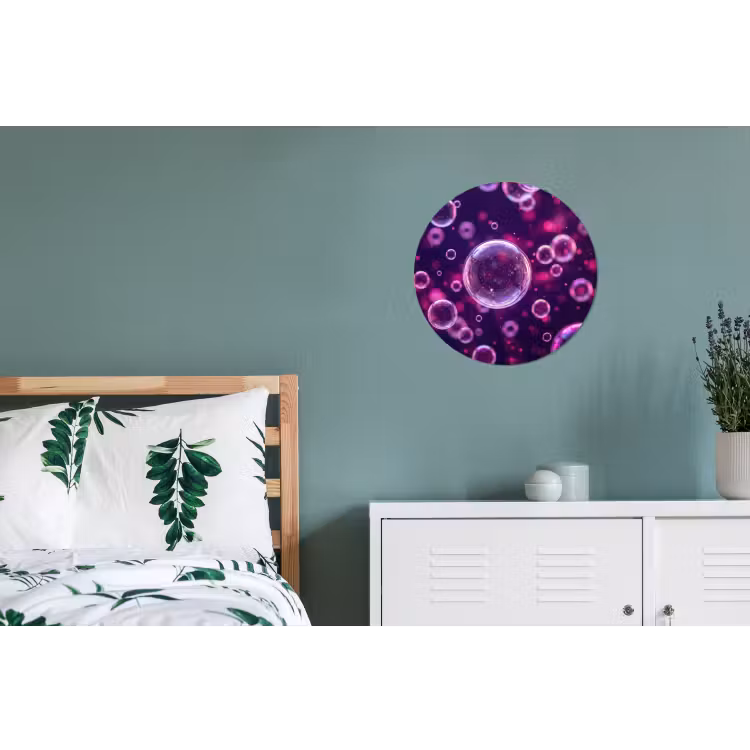 Paars - Bubbels - Schuim Wandcirkel aluminium klein -slaapkamer