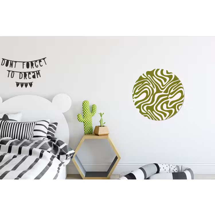 Lijnpatroon - Groen - Organisch Wandcirkel aluminium klein 190 -kinderkamer
