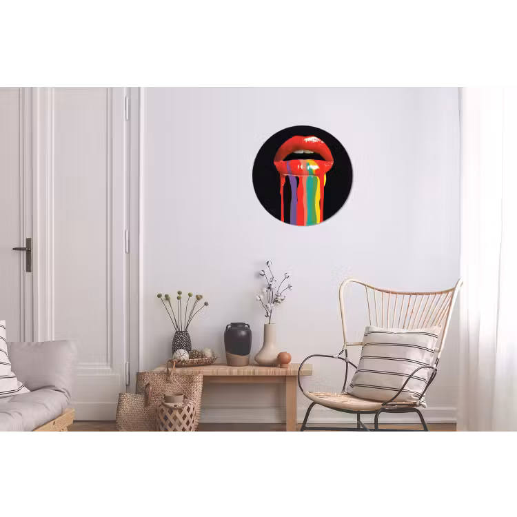 Lippen - Kleuren - Zwart Wandcirkel aluminium klein -woonkamer