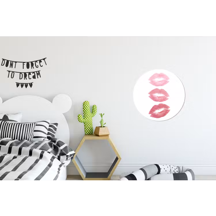 Lippen - Kusafdruk - Roze - Modern - Abstract Wandcirkel aluminium klein -kinderkamer