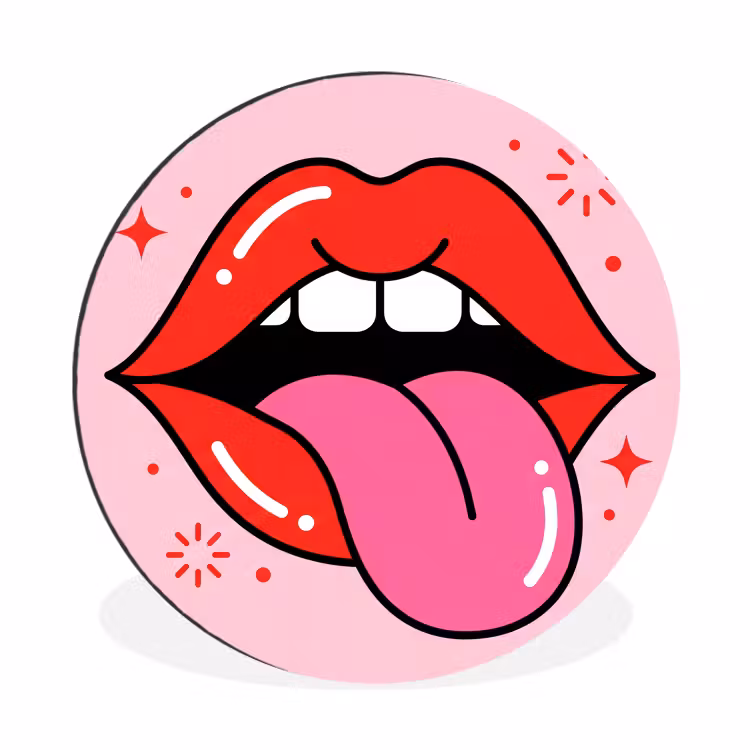 Lippen - Tong - Pop-art - Kleurrijk - Roze Wandcirkel aluminium klein -3d