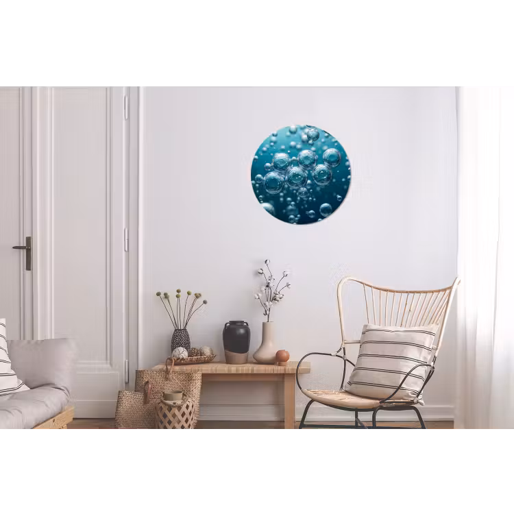 Luchtbellen - Dynamisch - Blauw Wandcirkel aluminium klein -woonkamer