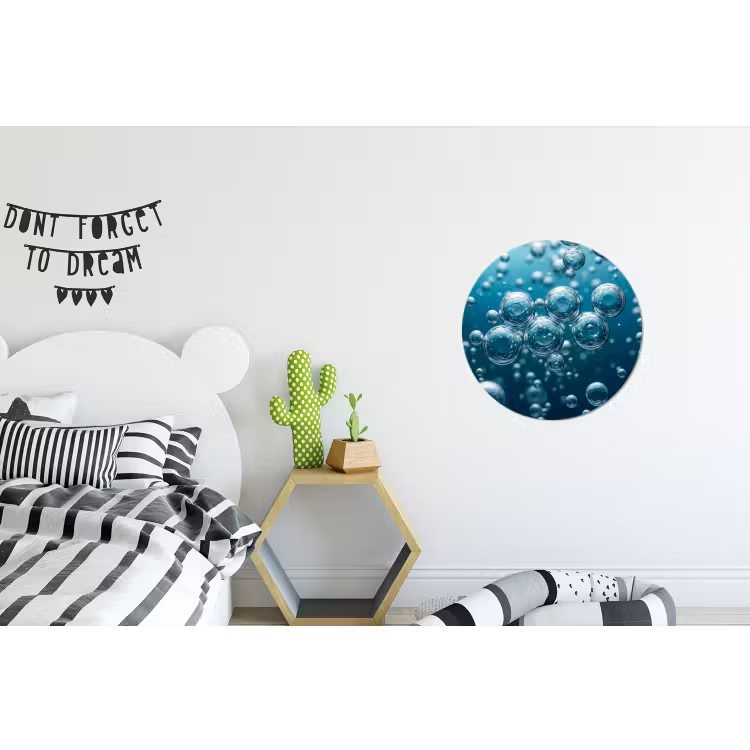 Luchtbellen - Dynamisch - Blauw Wandcirkel aluminium klein -kinderkamer