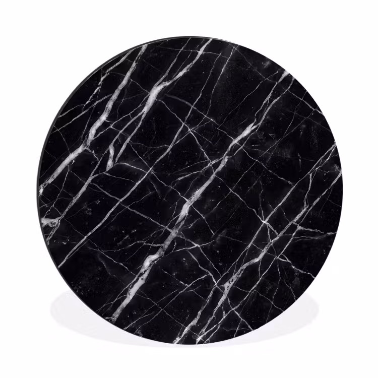 Marmer - Aders - Abstract - Zwart Wandcirkel aluminium klein -3d