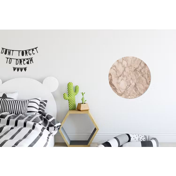 Marmer - Aderen - Textuur - Beige - Modern Wandcirkel aluminium klein -kinderkamer