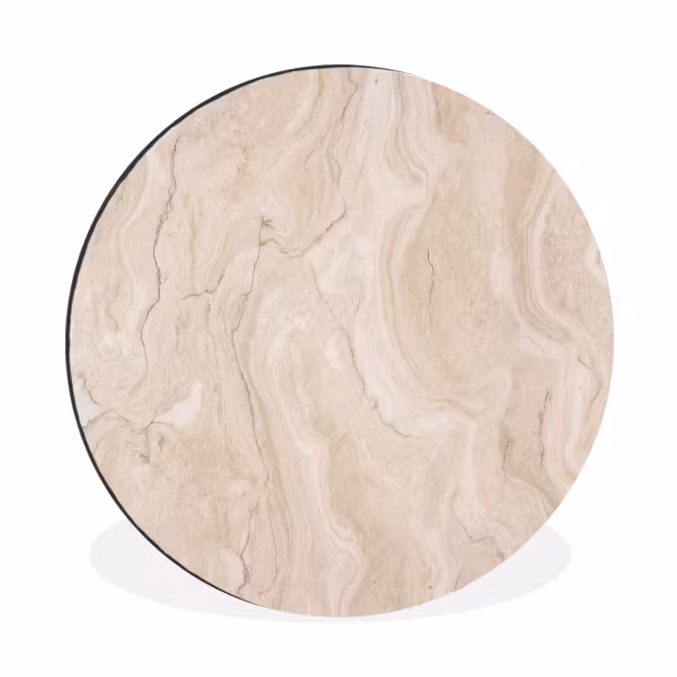 Marmer - Patroon - Beige - Steen - Abstract Wandcirkel aluminium klein -3d