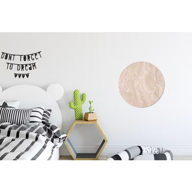 Marmer - Patroon - Beige - Steen - Abstract Wandcirkel aluminium klein -kinderkamer