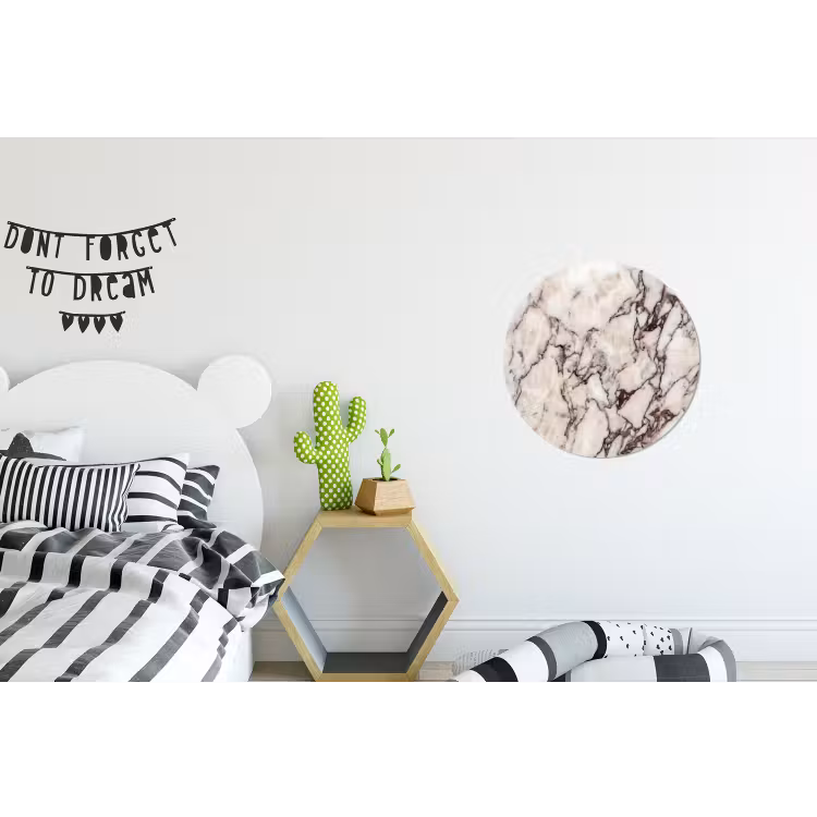 Marmer - Textuur - Abstract - Wit - Bruin Wandcirkel aluminium klein -kinderkamer