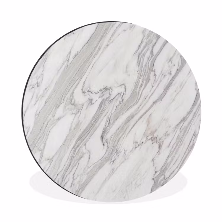 Marmer - Wit - Grijs - Structuur - Modern Wandcirkel aluminium klein -3d
