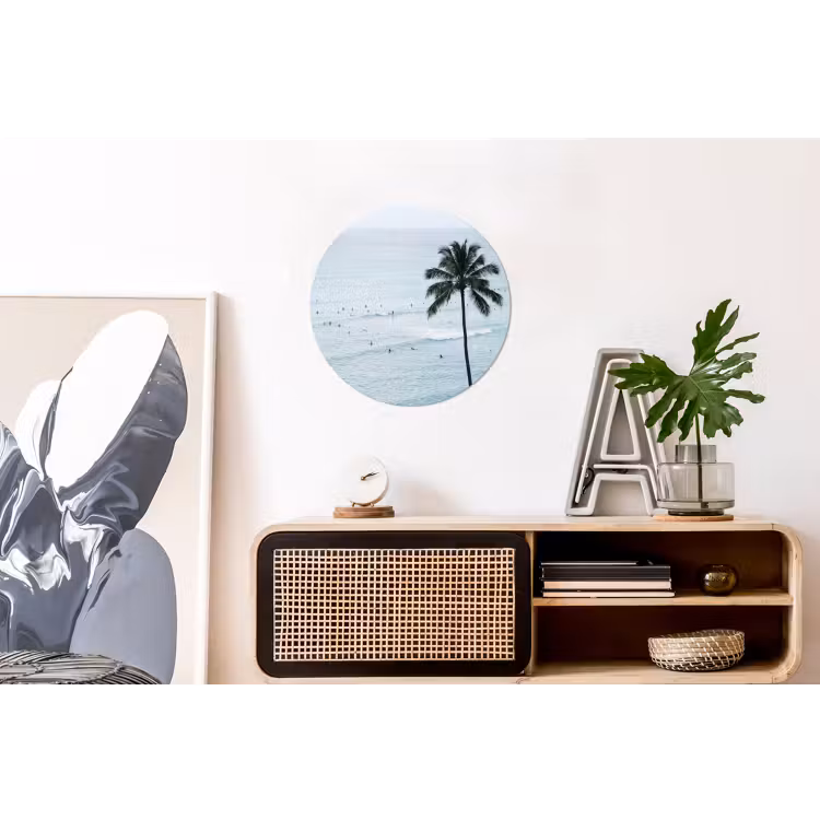 Oceaan - Palmbomen - Surfers Wandcirkel aluminium klein -kantoor