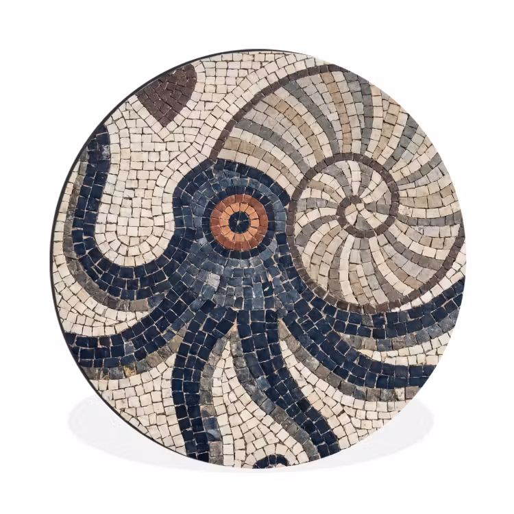 Zeeleven - Mozaïek - Kunst - Vintage - Beige Wandcirkel aluminium klein -3d