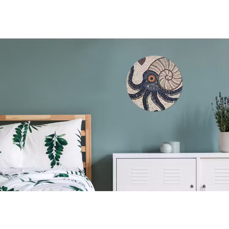 Zeeleven - Mozaïek - Kunst - Vintage - Beige Wandcirkel aluminium klein -slaapkamer