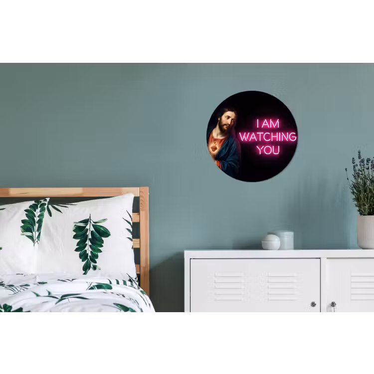 Man - Tekst - Neon Wandcirkel aluminium klein -slaapkamer
