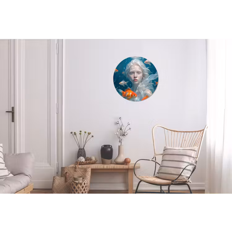 Mens - Onderwater - Vis - Modern - Blauw Wandcirkel aluminium klein -woonkamer