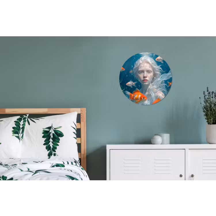 Mens - Onderwater - Vis - Modern - Blauw Wandcirkel aluminium klein -slaapkamer
