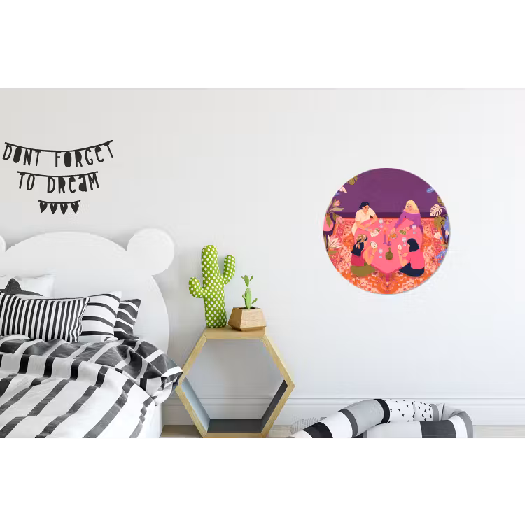 Mensen - Kaartspel - Interieur - Modern - Kleurrijk Wandcirkel aluminium klein -kinderkamer
