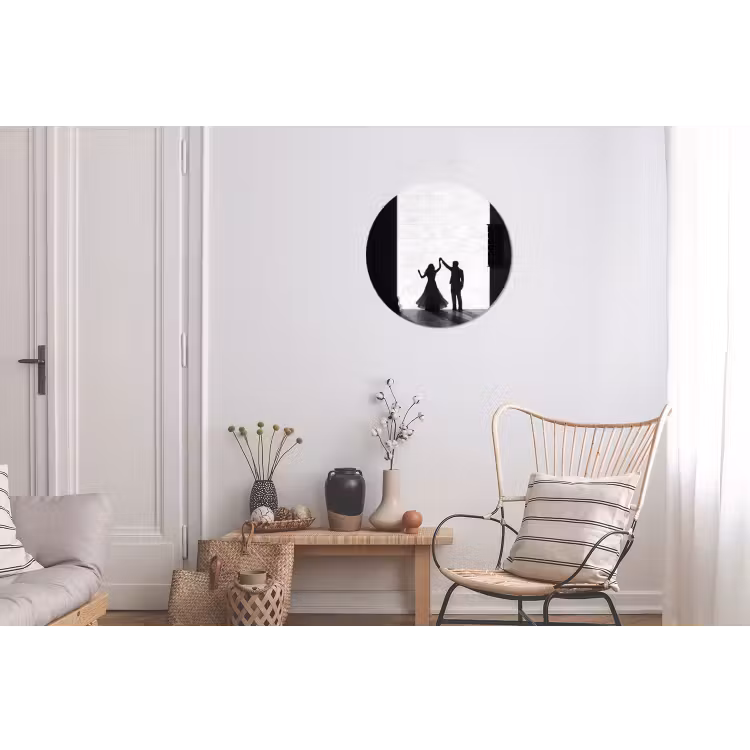 Mensen - Schaduw - Dans - Zwart-wit - Liefde Wandcirkel aluminium klein -woonkamer