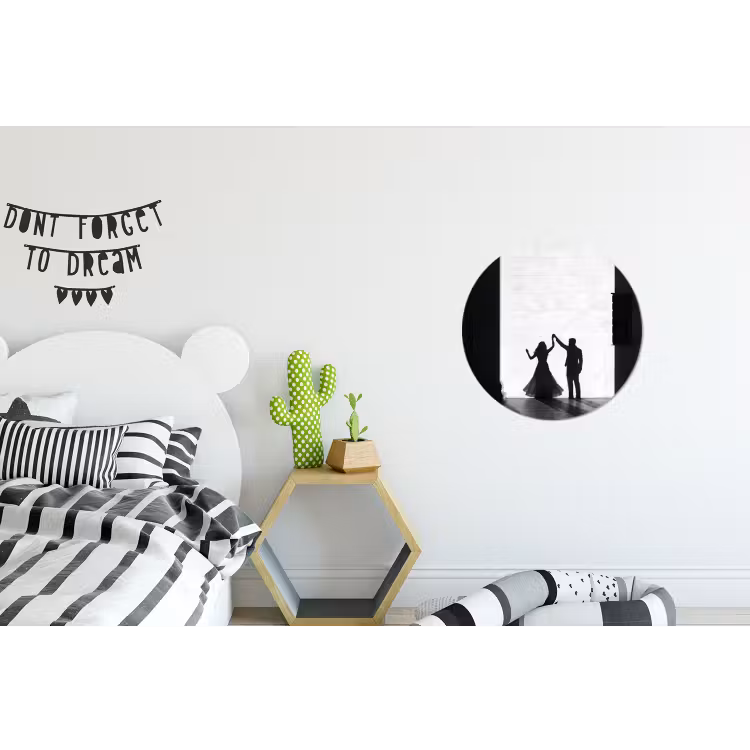 Mensen - Schaduw - Dans - Zwart-wit - Liefde Wandcirkel aluminium klein -kinderkamer