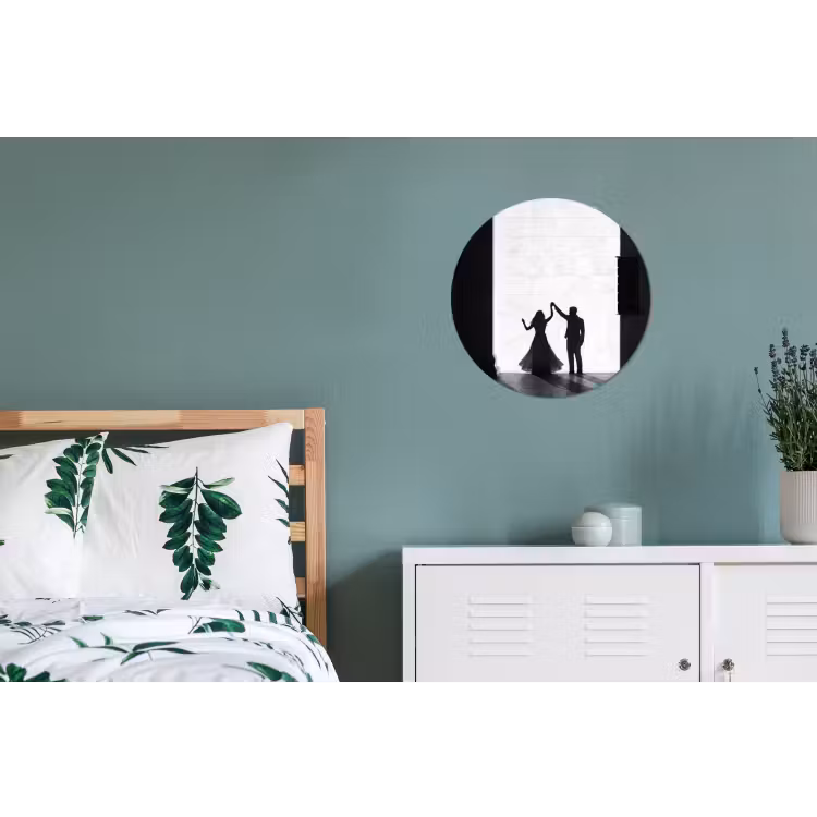 Mensen - Schaduw - Dans - Zwart-wit - Liefde Wandcirkel aluminium klein -slaapkamer