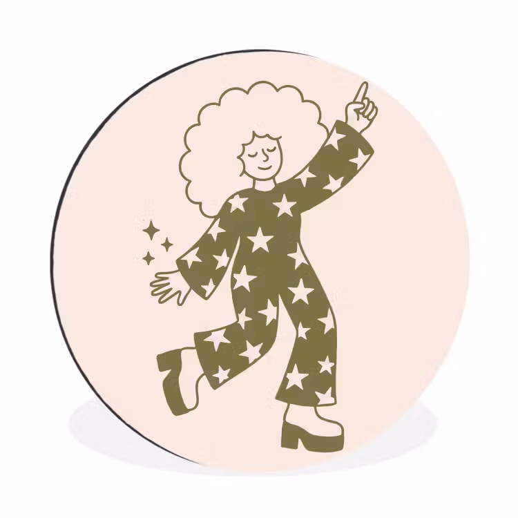 Mensen - Dansend - Feest - Vintage - Groen Wandcirkel aluminium klein -3d
