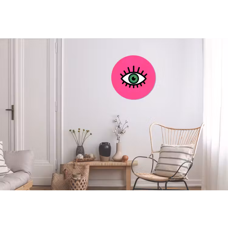Minimalistisch - Oog - Roze Wandcirkel aluminium klein -woonkamer