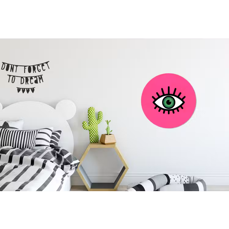 Minimalistisch - Oog - Roze Wandcirkel aluminium klein -kinderkamer