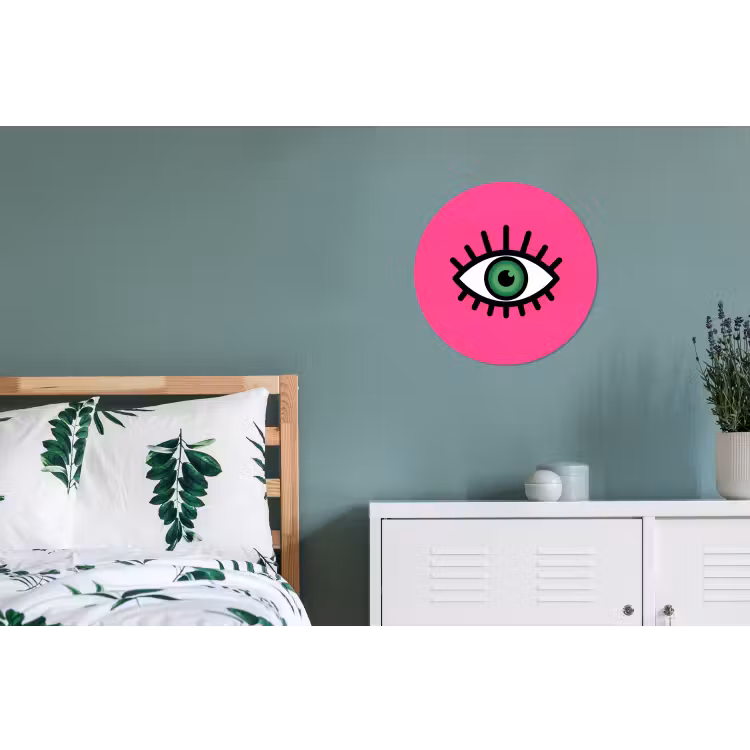 Minimalistisch - Oog - Roze Wandcirkel aluminium klein -slaapkamer