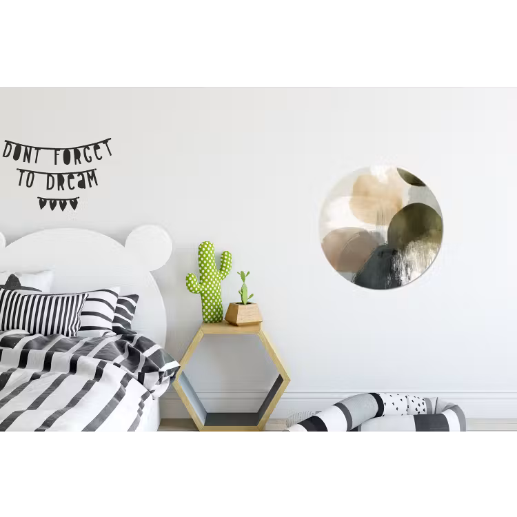 Minimalistisch - Cirkels - Penseelstreken - Beige Wandcirkel aluminium klein -kinderkamer