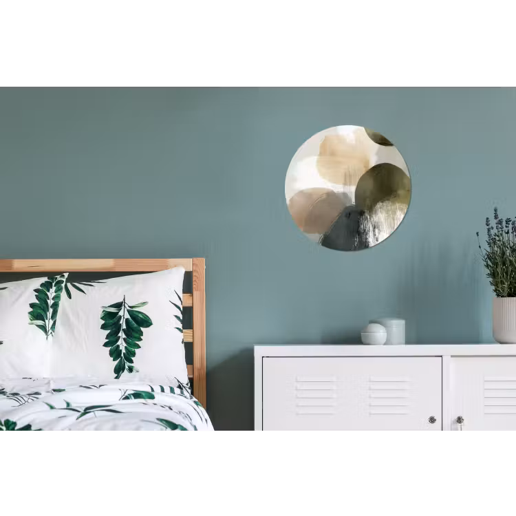 Minimalistisch - Cirkels - Penseelstreken - Beige Wandcirkel aluminium klein -slaapkamer