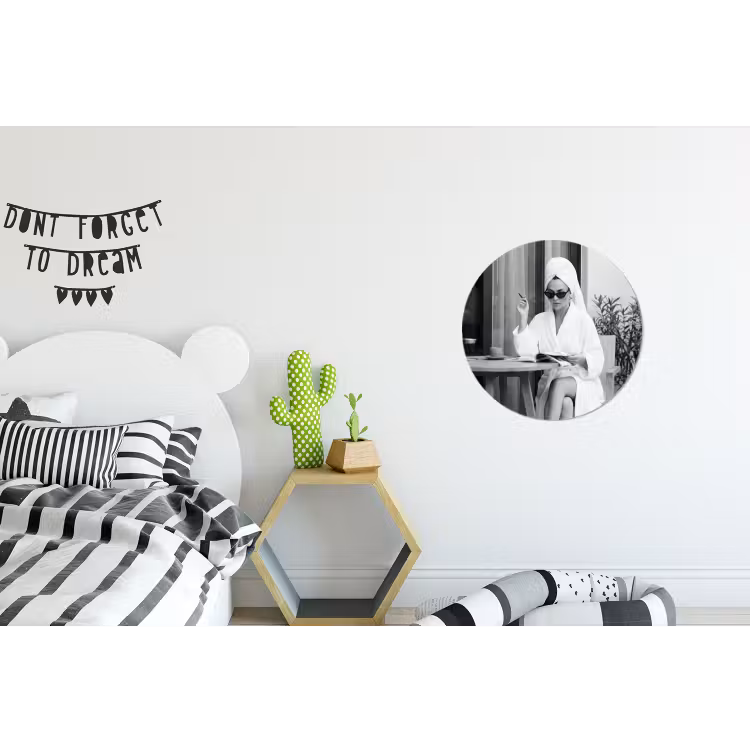 Modern - Vrouw - Zwart - Wit Wandcirkel aluminium klein -kinderkamer