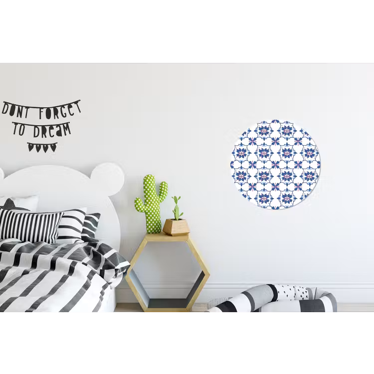 Modern - Patroon - Blauw - Roze Wandcirkel aluminium klein 190 -kinderkamer
