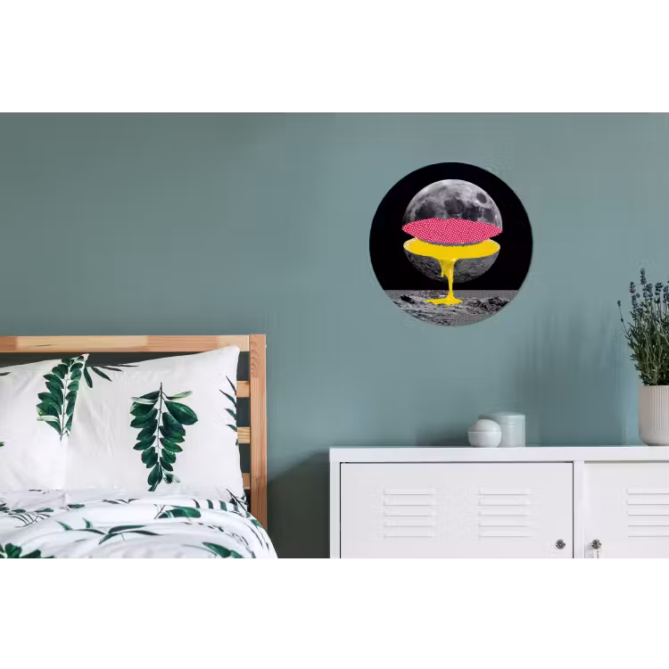 Maan - Geel - Roze - Zwart Wandcirkel aluminium klein -slaapkamer