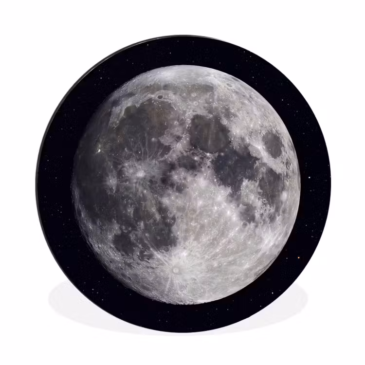Alu-Dibond-Bild Rund - Mond – Sterne – Weltraum - Maan - Sterren - Ruimte Wandcirkel aluminium klein