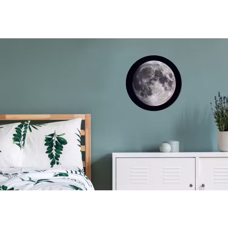 Alu-Dibond-Bild Rund - Mond – Sterne – Weltraum - Maan - Sterren - Ruimte Wandcirkel aluminium klein
