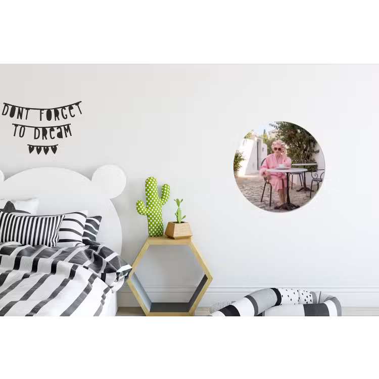 Ochtendjas - Krulspelden - Roze Wandcirkel aluminium klein -kinderkamer