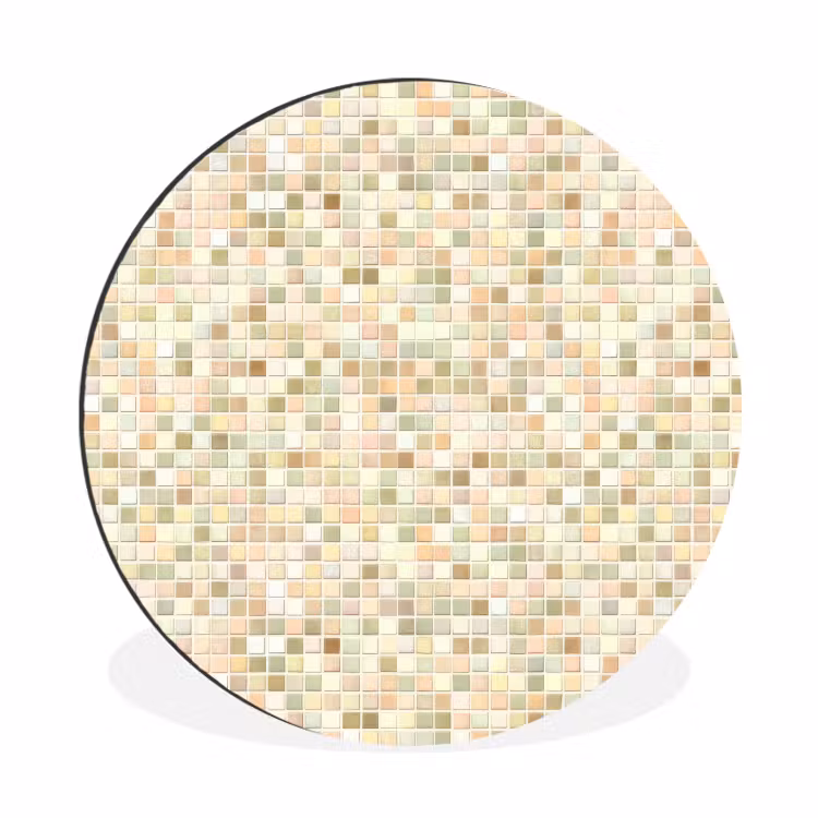 Mozaïek - Patroon - Beige Wandcirkel aluminium klein 190 -3d