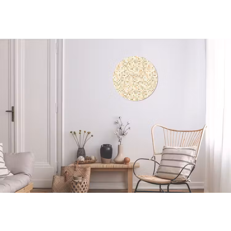 Mozaïek - Patroon - Beige Wandcirkel aluminium klein 190 -woonkamer