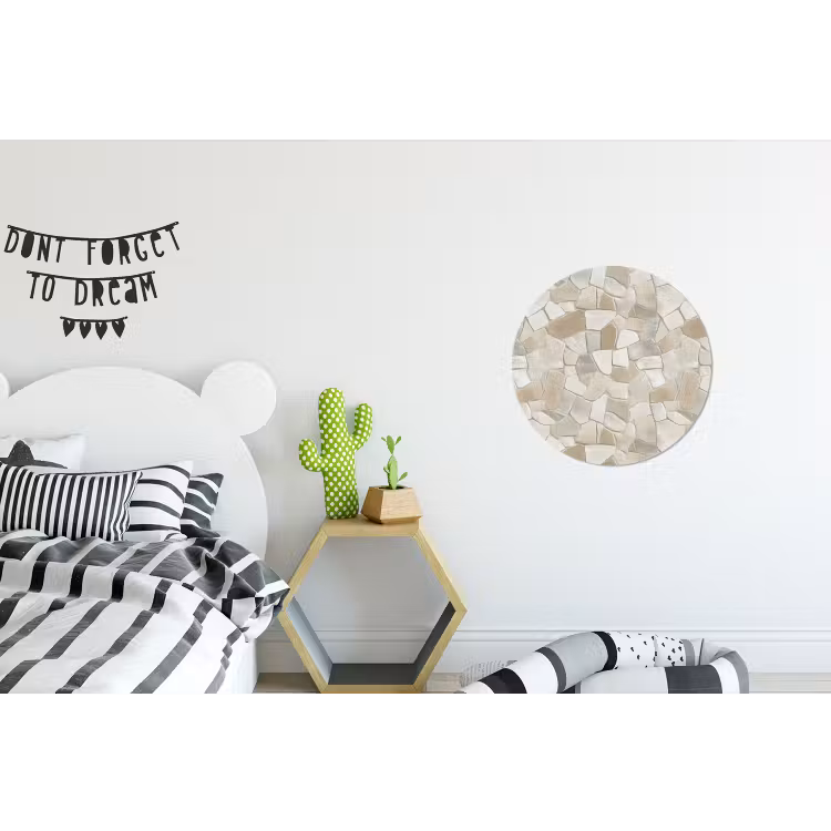 Mozaïek - Stenen - Beige Wandcirkel aluminium klein 190 -kinderkamer