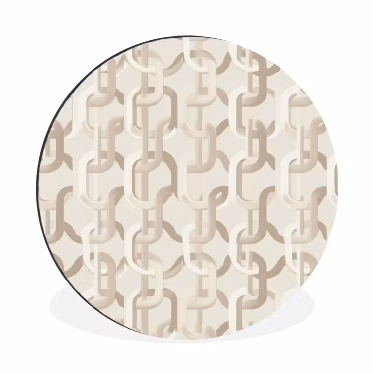 Motief - Abstract - Beige Wandcirkel aluminium klein 190 -3d