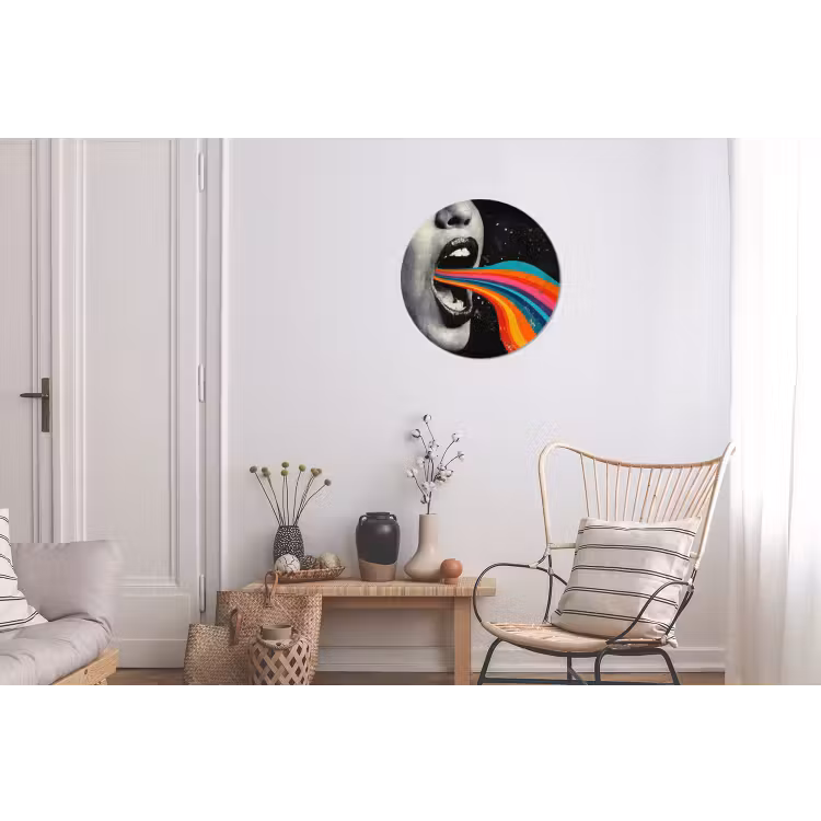 Mond - Golven - Regenboog Wandcirkel aluminium klein -woonkamer