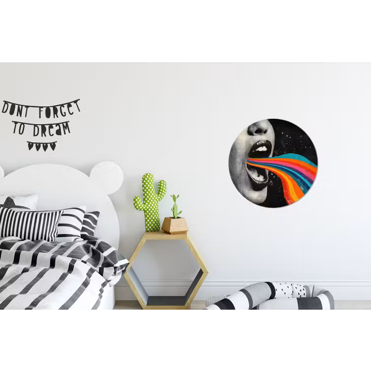 Mond - Golven - Regenboog Wandcirkel aluminium klein -kinderkamer