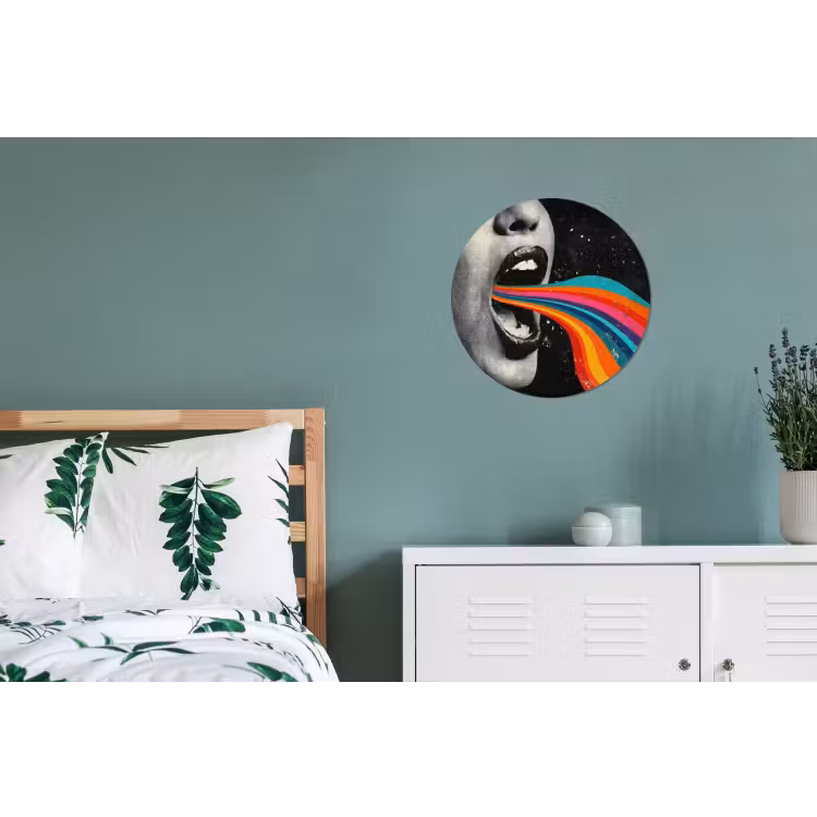 Mond - Golven - Regenboog Wandcirkel aluminium klein -slaapkamer